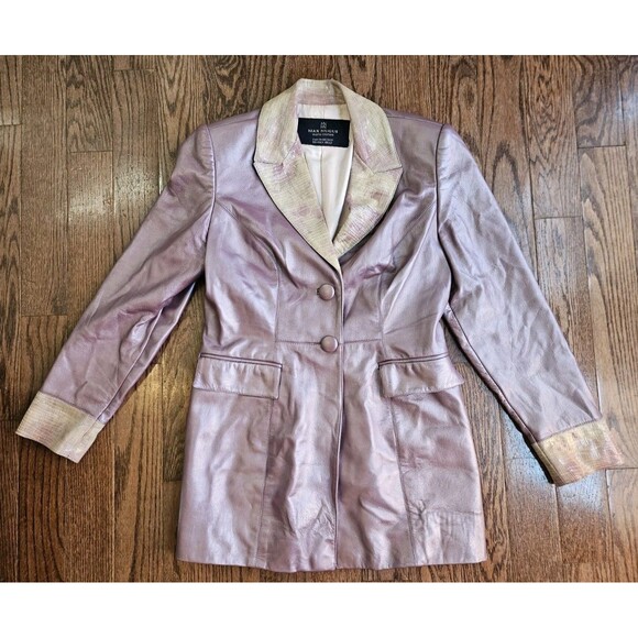 Max Nugus Haute Couture Ladies Pant Suit M/ 32" Metallic Purple Faux Snake Skin - Picture 2 of 16